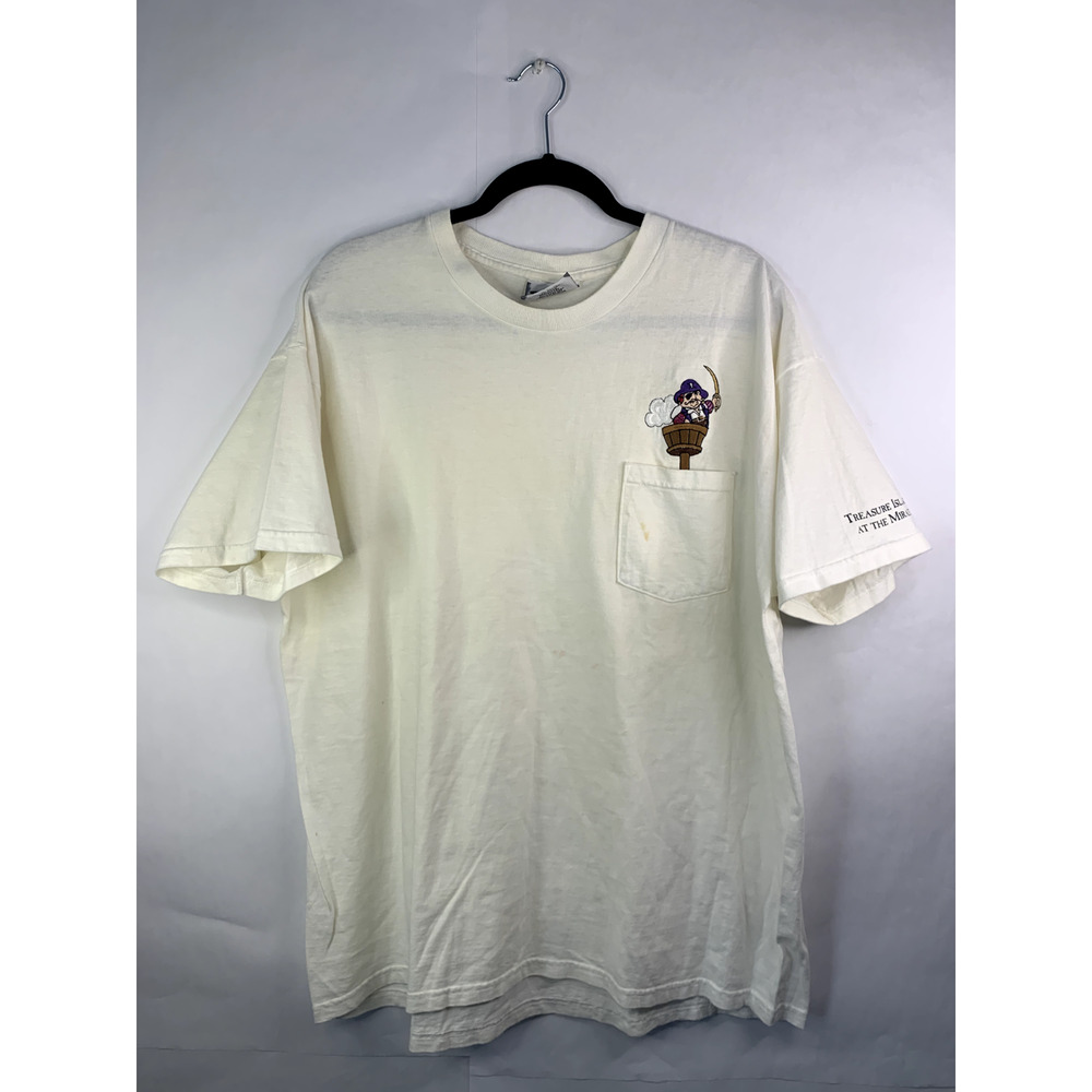 90s Vintage Mens XL Total Cotton Lee White Treasure Island At The Mirage T-shirt